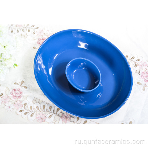 Изготовленная на заказ голубая керамическая посуда